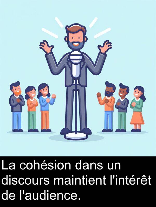 cohésion: La cohésion dans un discours maintient l'intérêt de l'audience.