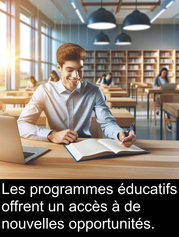 éducatifs: Les programmes éducatifs offrent un accès à de nouvelles opportunités.