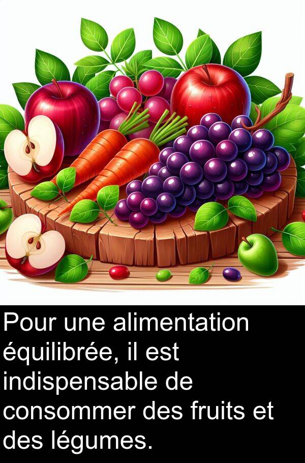 alimentation: Pour une alimentation équilibrée, il est indispensable de consommer des fruits et des légumes.