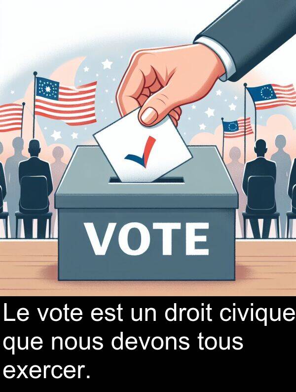 exercer: Le vote est un droit civique que nous devons tous exercer.