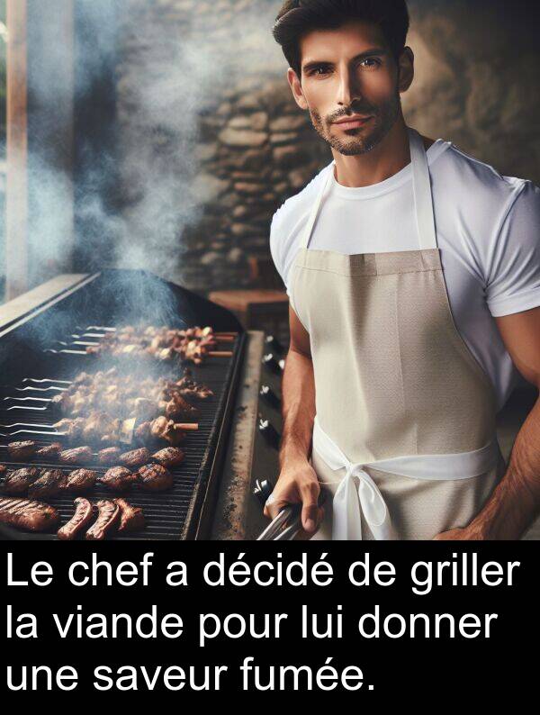 décidé: Le chef a décidé de griller la viande pour lui donner une saveur fumée.