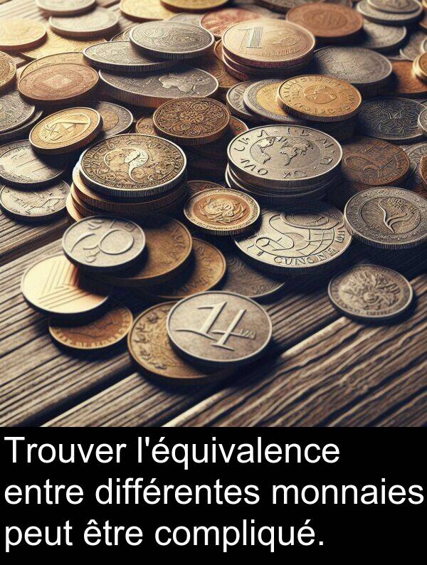 entre: Trouver l'équivalence entre différentes monnaies peut être compliqué.