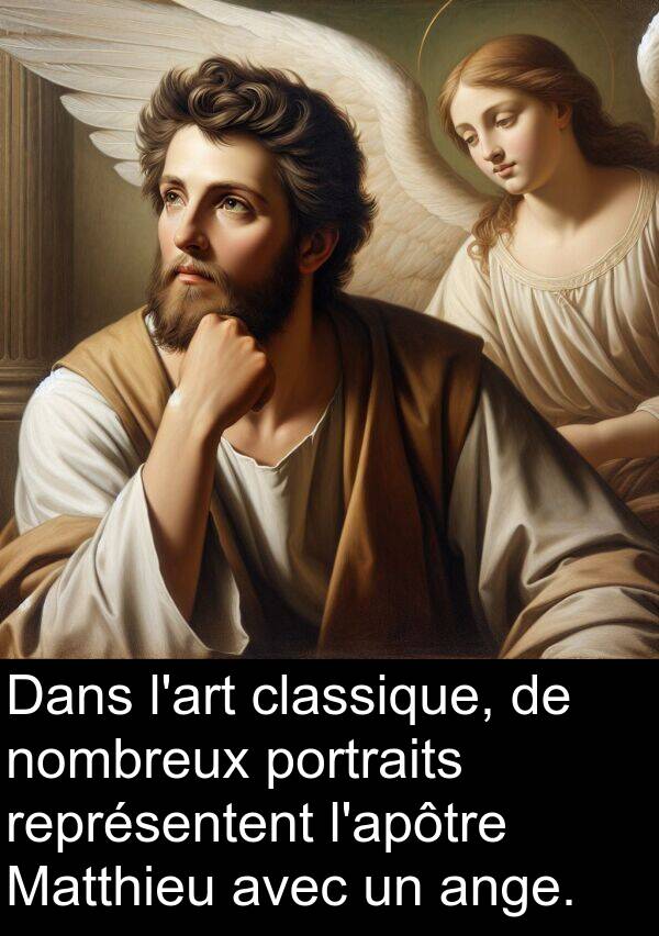 représentent: Dans l'art classique, de nombreux portraits représentent l'apôtre Matthieu avec un ange.