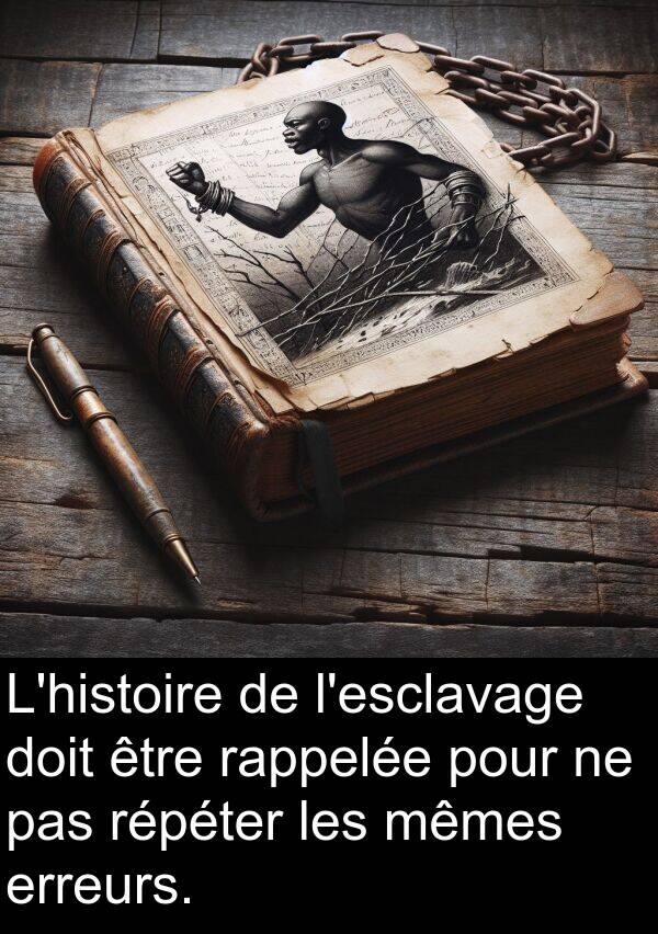 rappelée: L'histoire de l'esclavage doit être rappelée pour ne pas répéter les mêmes erreurs.