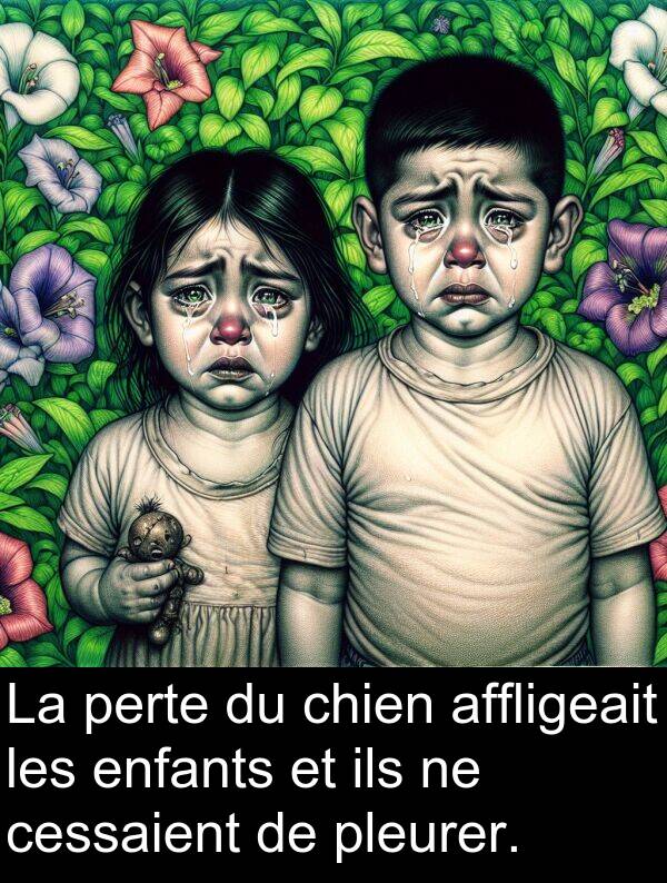 ils: La perte du chien affligeait les enfants et ils ne cessaient de pleurer.