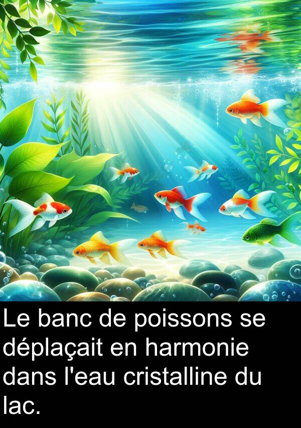 lac: Le banc de poissons se déplaçait en harmonie dans l'eau cristalline du lac.