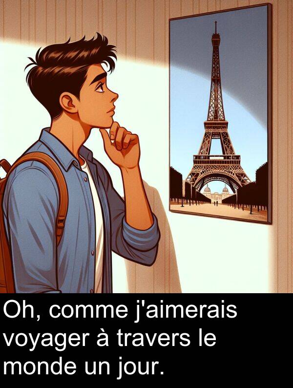 voyager: Oh, comme j'aimerais voyager à travers le monde un jour.