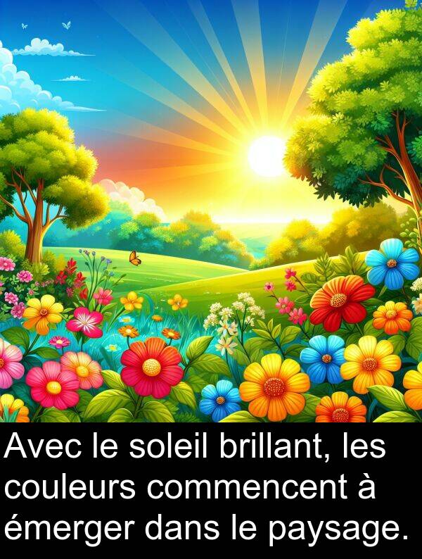 brillant: Avec le soleil brillant, les couleurs commencent à émerger dans le paysage.