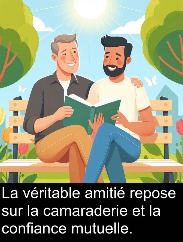 repose: La véritable amitié repose sur la camaraderie et la confiance mutuelle.