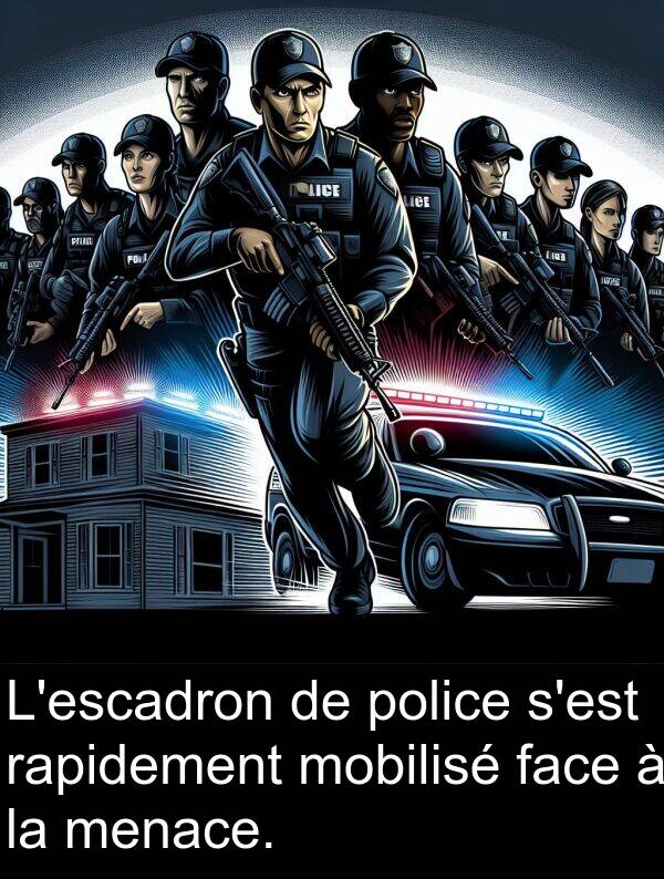 rapidement: L'escadron de police s'est rapidement mobilisé face à la menace.