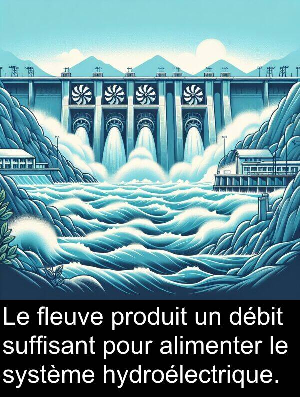 débit: Le fleuve produit un débit suffisant pour alimenter le système hydroélectrique.