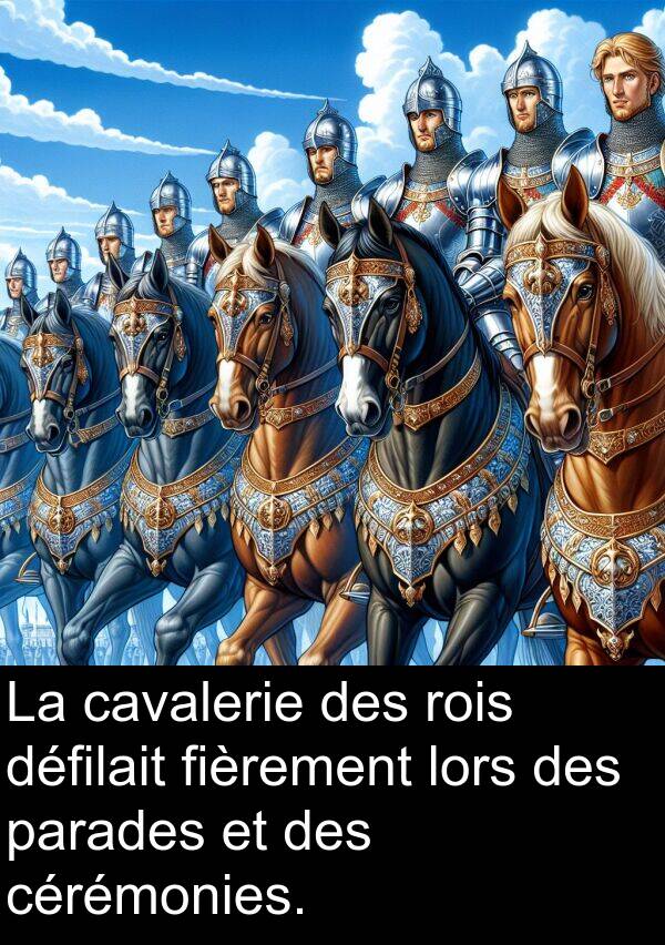cavalerie: La cavalerie des rois défilait fièrement lors des parades et des cérémonies.