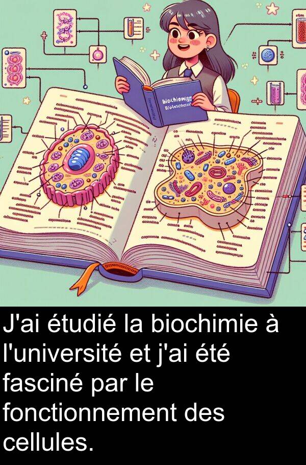 cellules: J'ai étudié la biochimie à l'université et j'ai été fasciné par le fonctionnement des cellules.