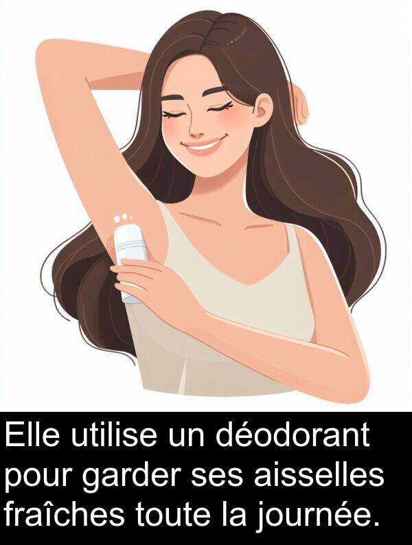 garder: Elle utilise un déodorant pour garder ses aisselles fraîches toute la journée.