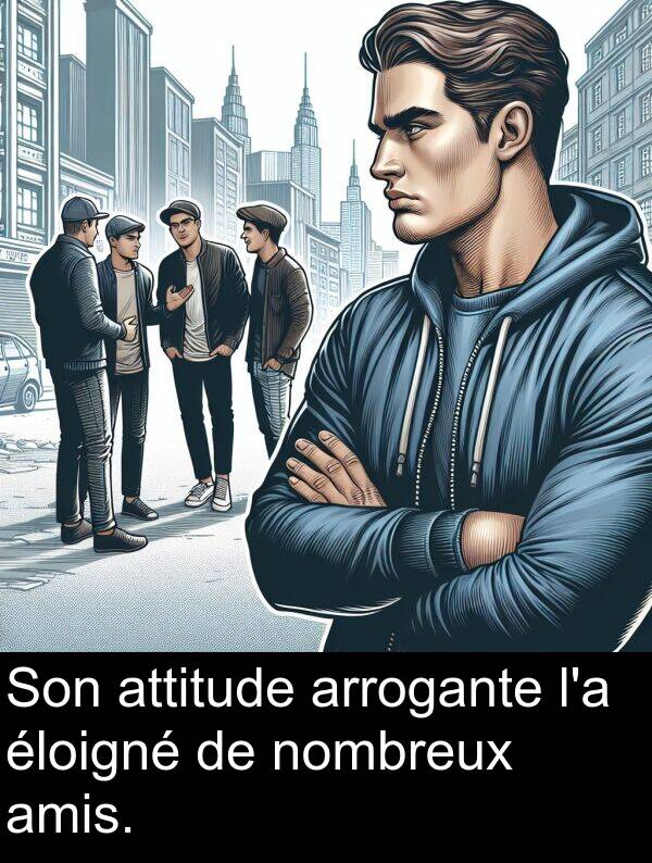 arrogante: Son attitude arrogante l'a éloigné de nombreux amis.
