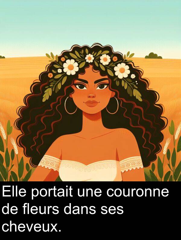 couronne: Elle portait une couronne de fleurs dans ses cheveux.