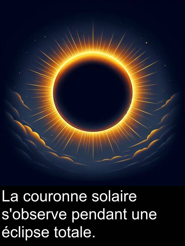 éclipse: La couronne solaire s'observe pendant une éclipse totale.