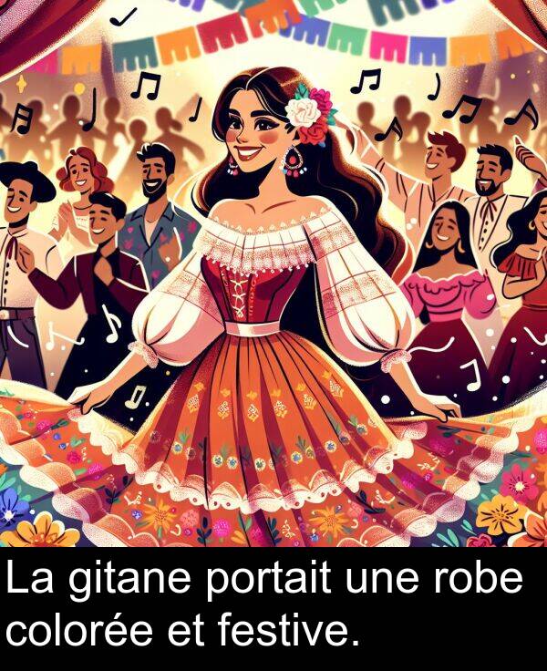 gitane: La gitane portait une robe colorée et festive.