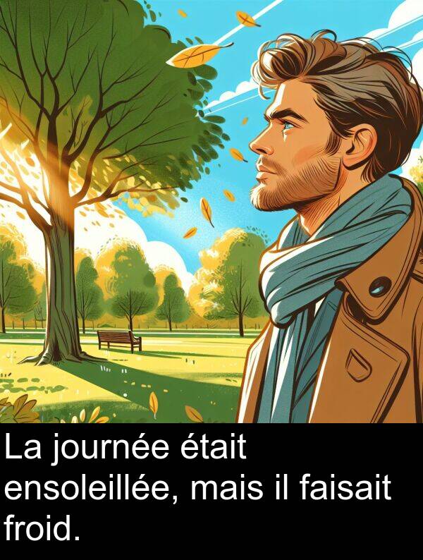 journée: La journée était ensoleillée, mais il faisait froid.