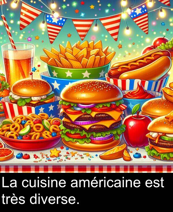 très: La cuisine américaine est très diverse.