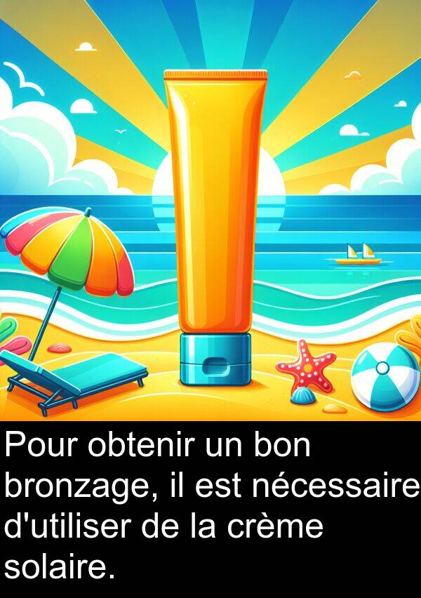 nécessaire: Pour obtenir un bon bronzage, il est nécessaire d'utiliser de la crème solaire.