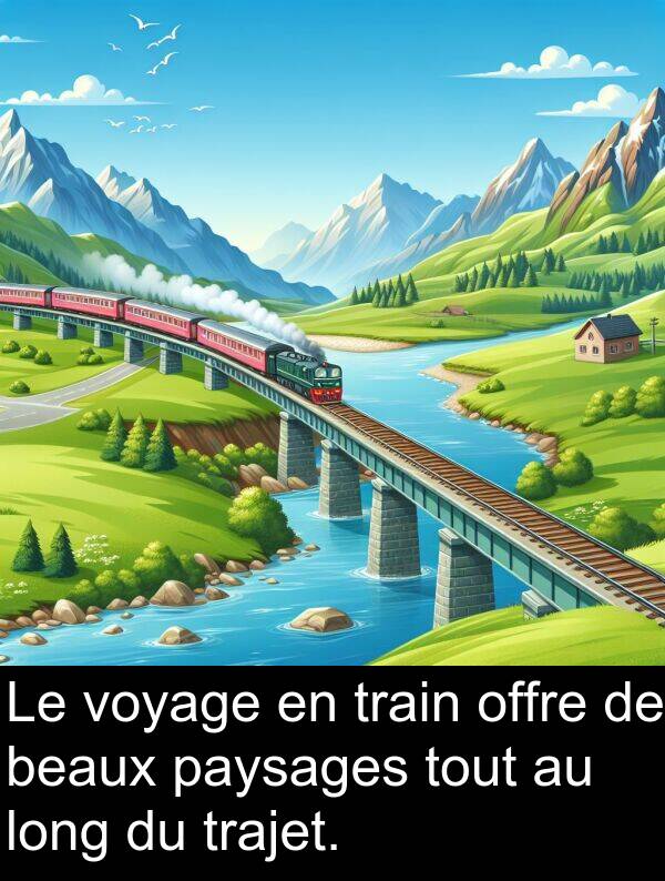 beaux: Le voyage en train offre de beaux paysages tout au long du trajet.
