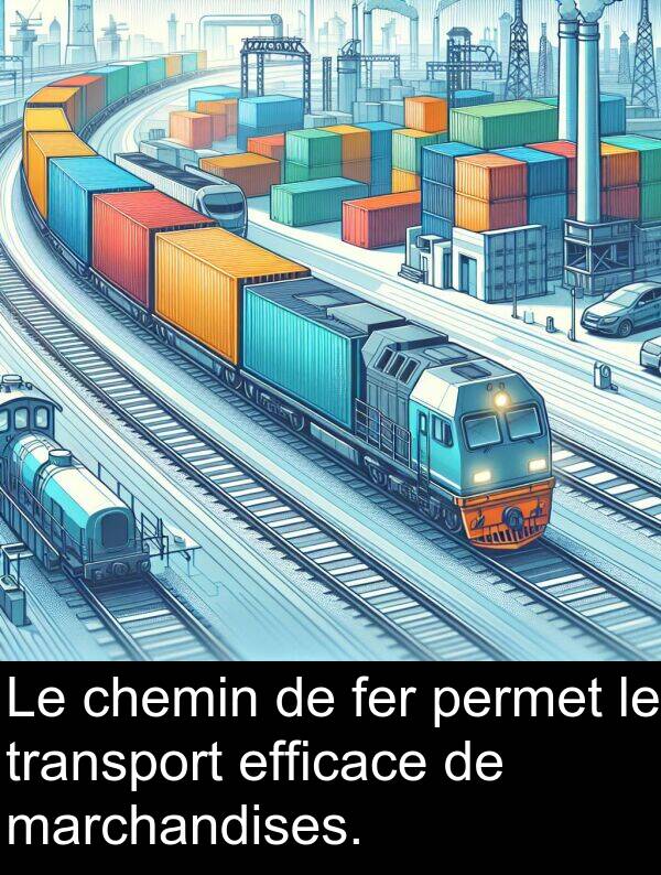 efficace: Le chemin de fer permet le transport efficace de marchandises.
