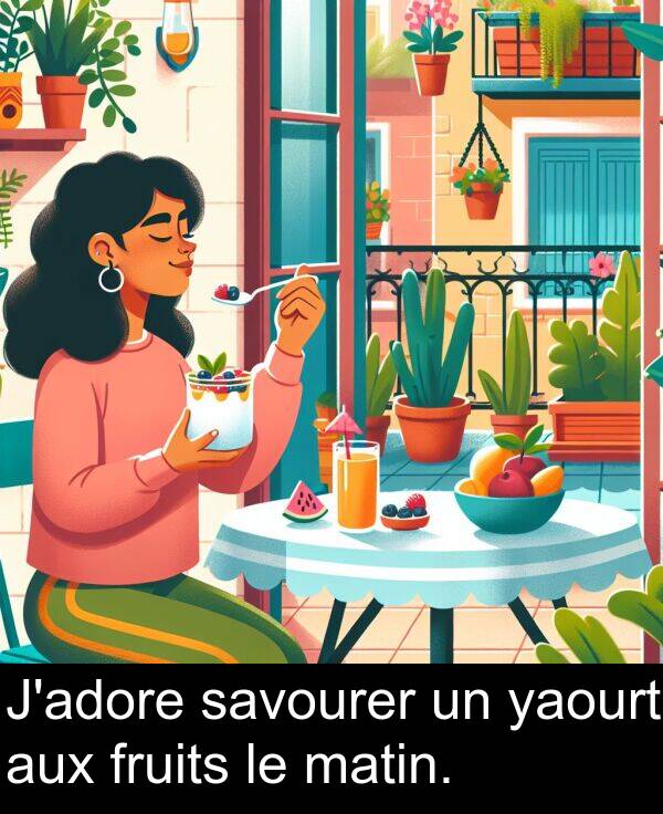 yaourt: J'adore savourer un yaourt aux fruits le matin.