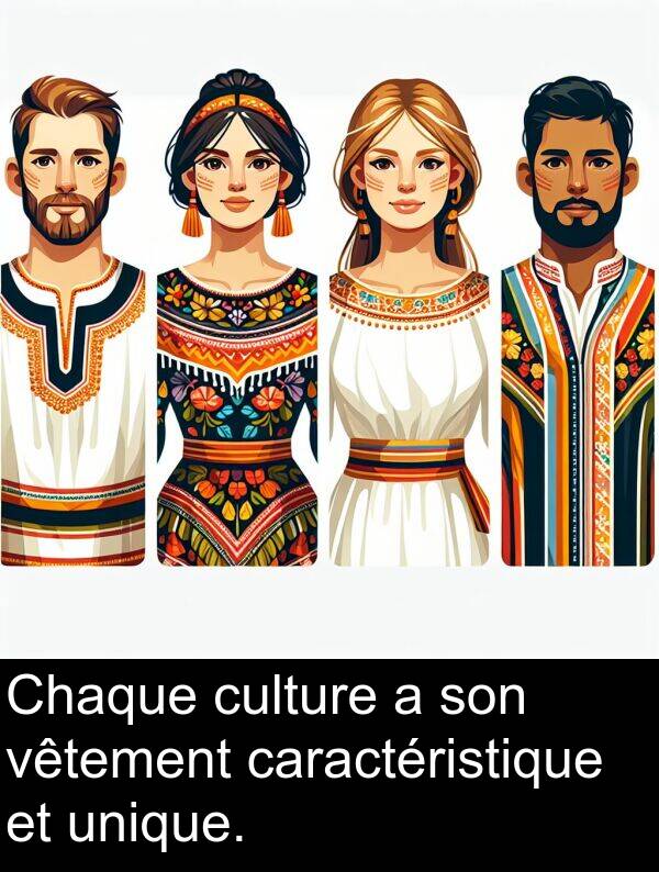 unique: Chaque culture a son vêtement caractéristique et unique.