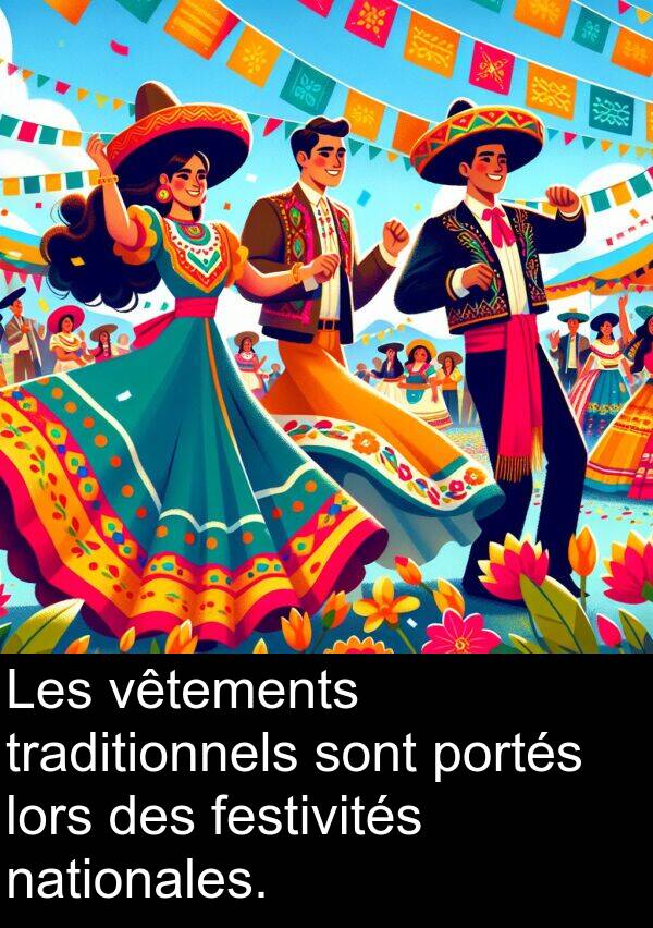nationales: Les vêtements traditionnels sont portés lors des festivités nationales.