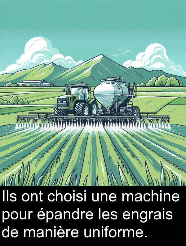 uniforme: Ils ont choisi une machine pour épandre les engrais de manière uniforme.