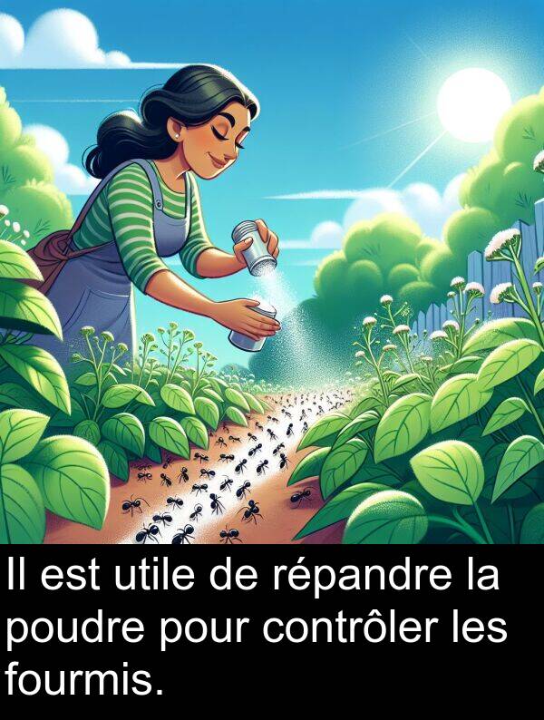 utile: Il est utile de répandre la poudre pour contrôler les fourmis.