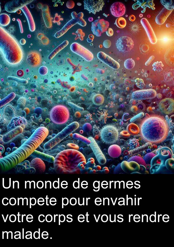 malade: Un monde de germes compete pour envahir votre corps et vous rendre malade.
