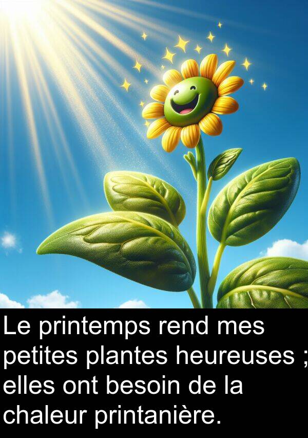 heureuses: Le printemps rend mes petites plantes heureuses ; elles ont besoin de la chaleur printanière.