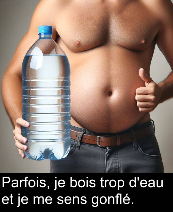sens: Parfois, je bois trop d'eau et je me sens gonflé.