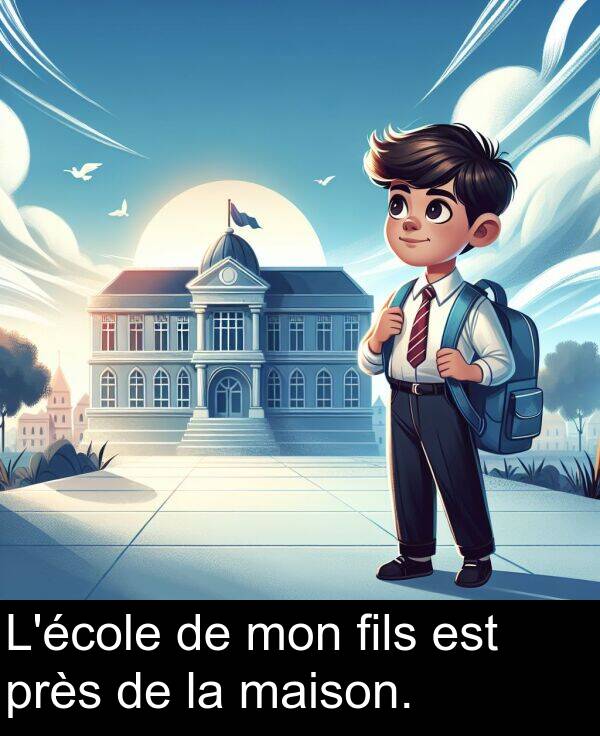 maison: L'école de mon fils est près de la maison.