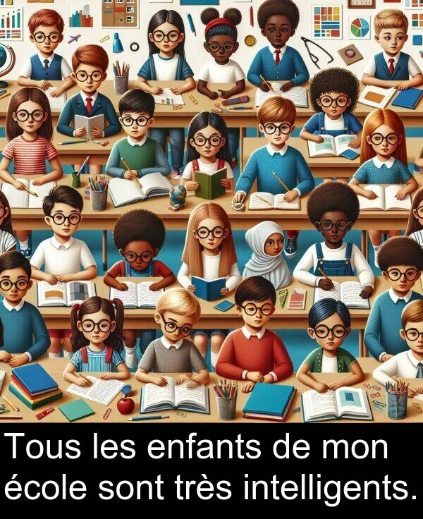 école: Tous les enfants de mon école sont très intelligents.