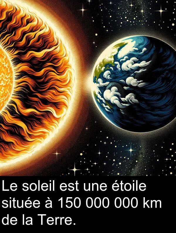 soleil: Le soleil est une étoile située à 150 000 000 km de la Terre.