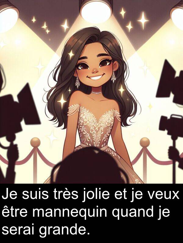 quand: Je suis très jolie et je veux être mannequin quand je serai grande.