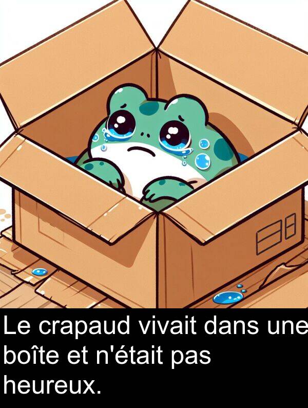 heureux: Le crapaud vivait dans une boîte et n'était pas heureux.