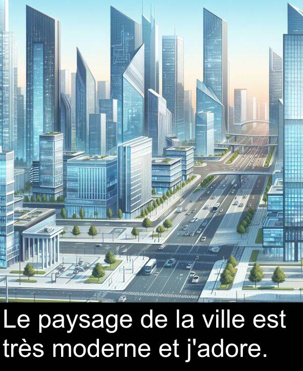 ville: Le paysage de la ville est très moderne et j'adore.
