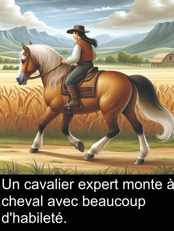 beaucoup: Un cavalier expert monte à cheval avec beaucoup d'habileté.