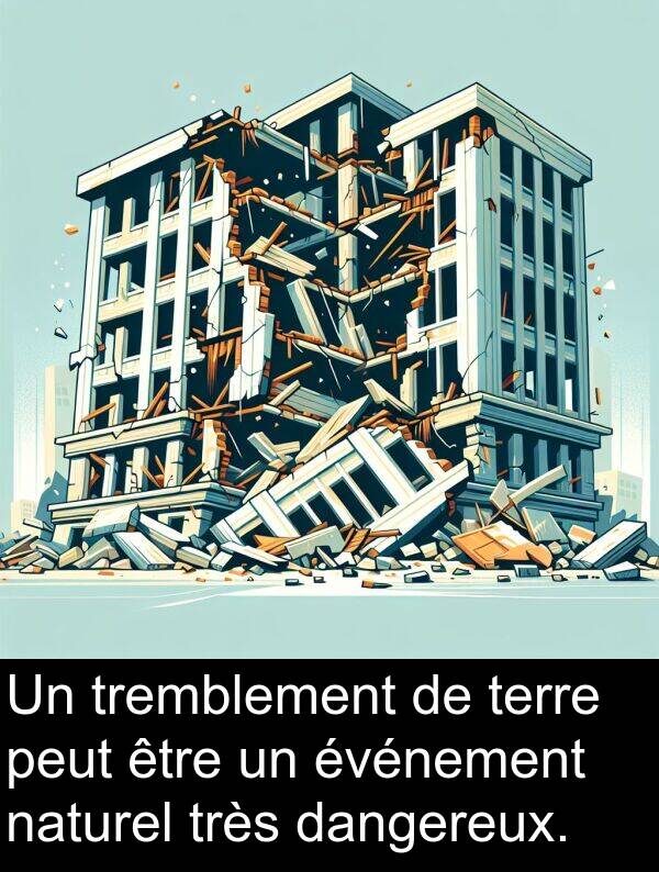 dangereux: Un tremblement de terre peut être un événement naturel très dangereux.