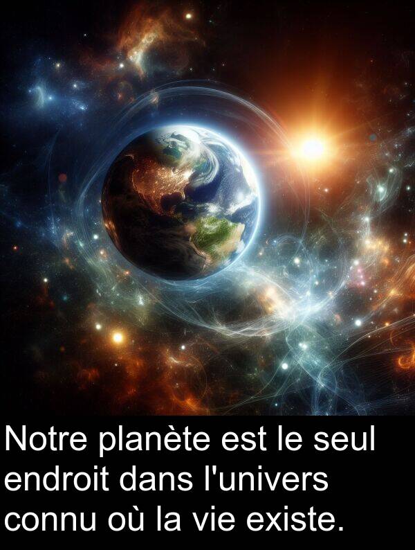 seul: Notre planète est le seul endroit dans l'univers connu où la vie existe.