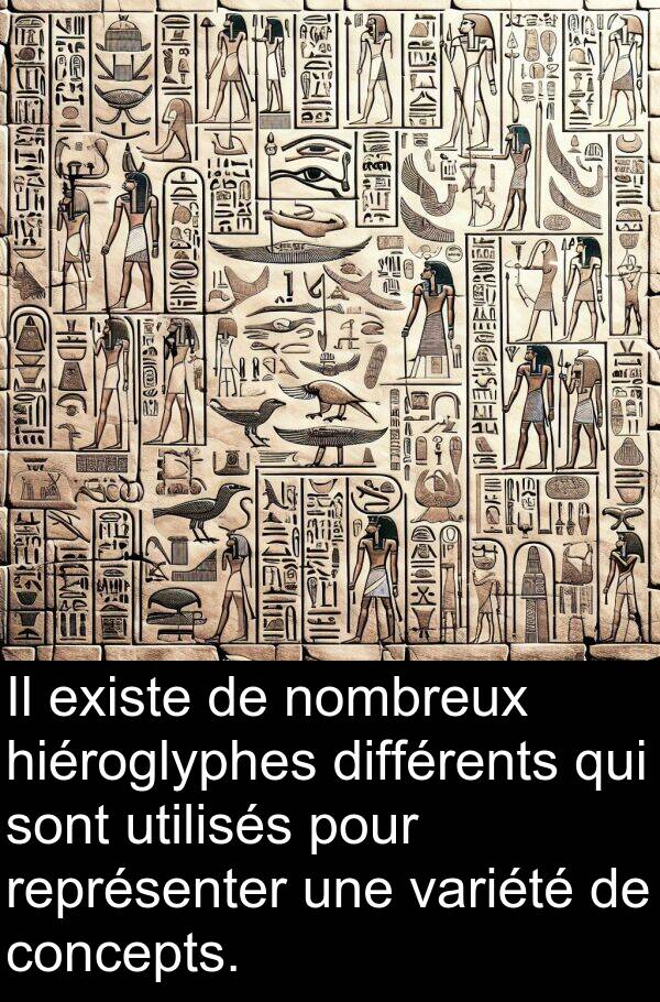 représenter: Il existe de nombreux hiéroglyphes différents qui sont utilisés pour représenter une variété de concepts.