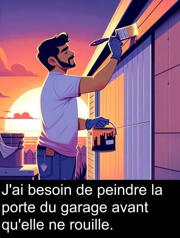 garage: J'ai besoin de peindre la porte du garage avant qu'elle ne rouille.