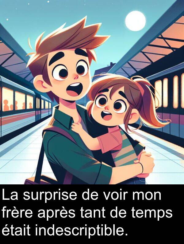 temps: La surprise de voir mon frère après tant de temps était indescriptible.