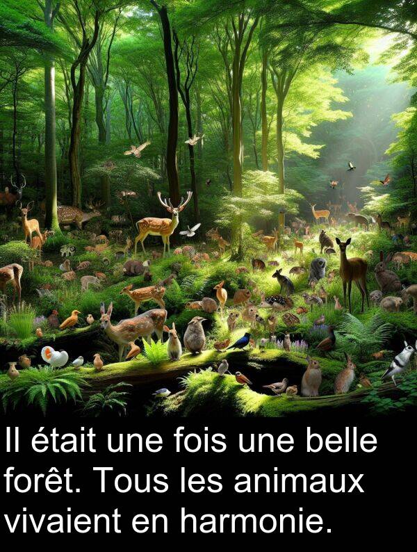 belle: Il était une fois une belle forêt. Tous les animaux vivaient en harmonie.