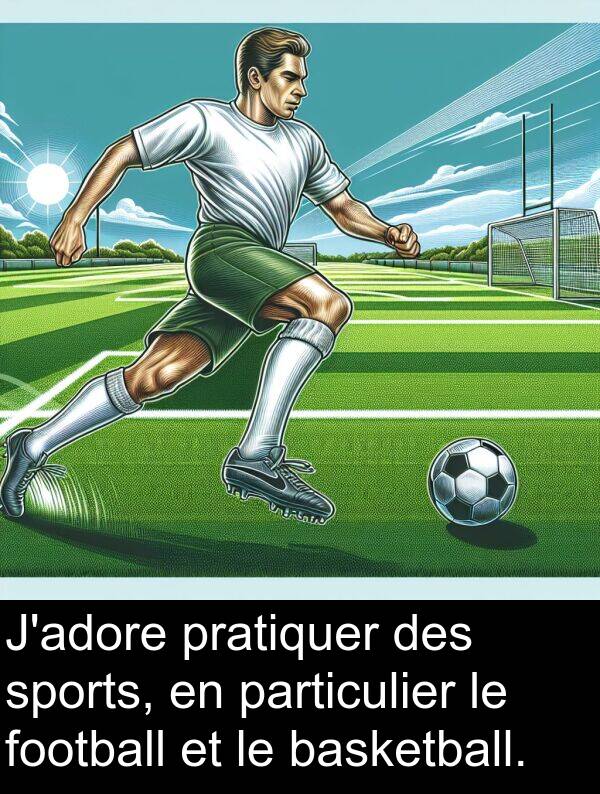 basketball: J'adore pratiquer des sports, en particulier le football et le basketball.