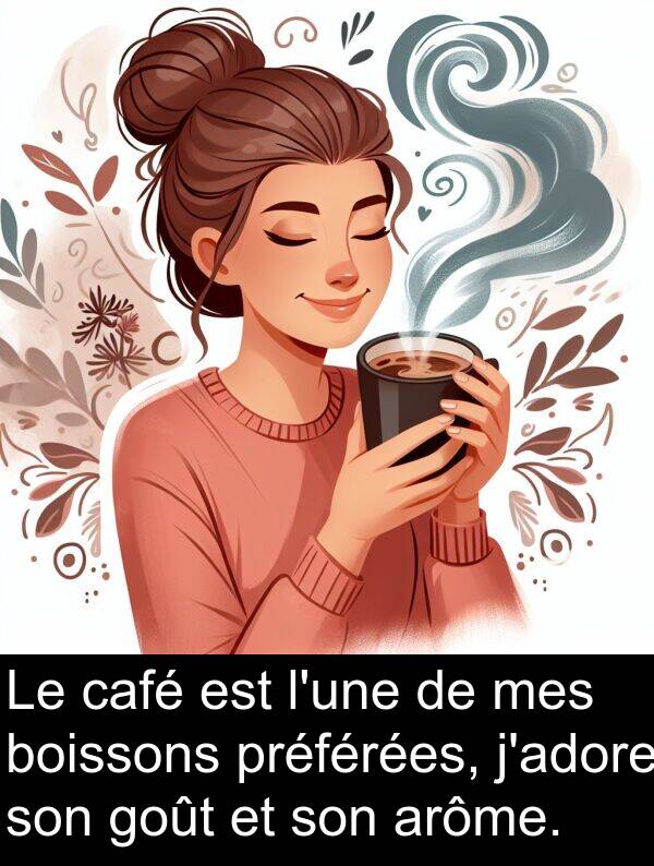 mes: Le café est l'une de mes boissons préférées, j'adore son goût et son arôme.